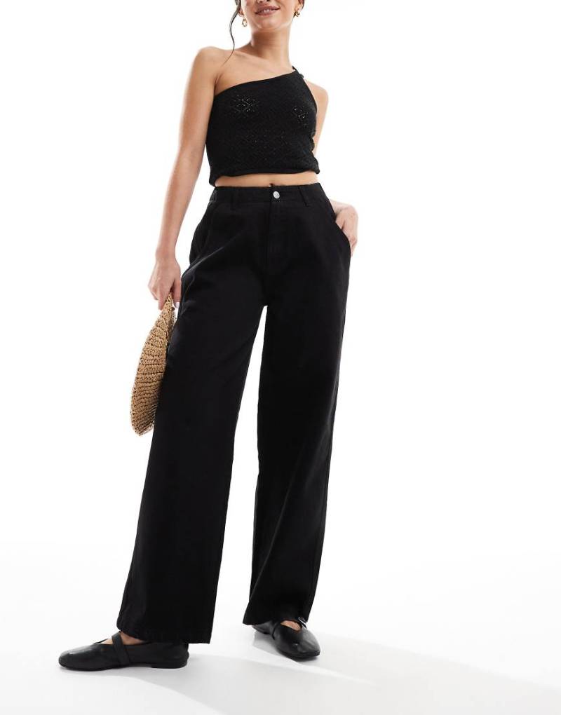 Kaiia - Exklusive Jeans in Schwarz mit weitem Bein von Kaiia
