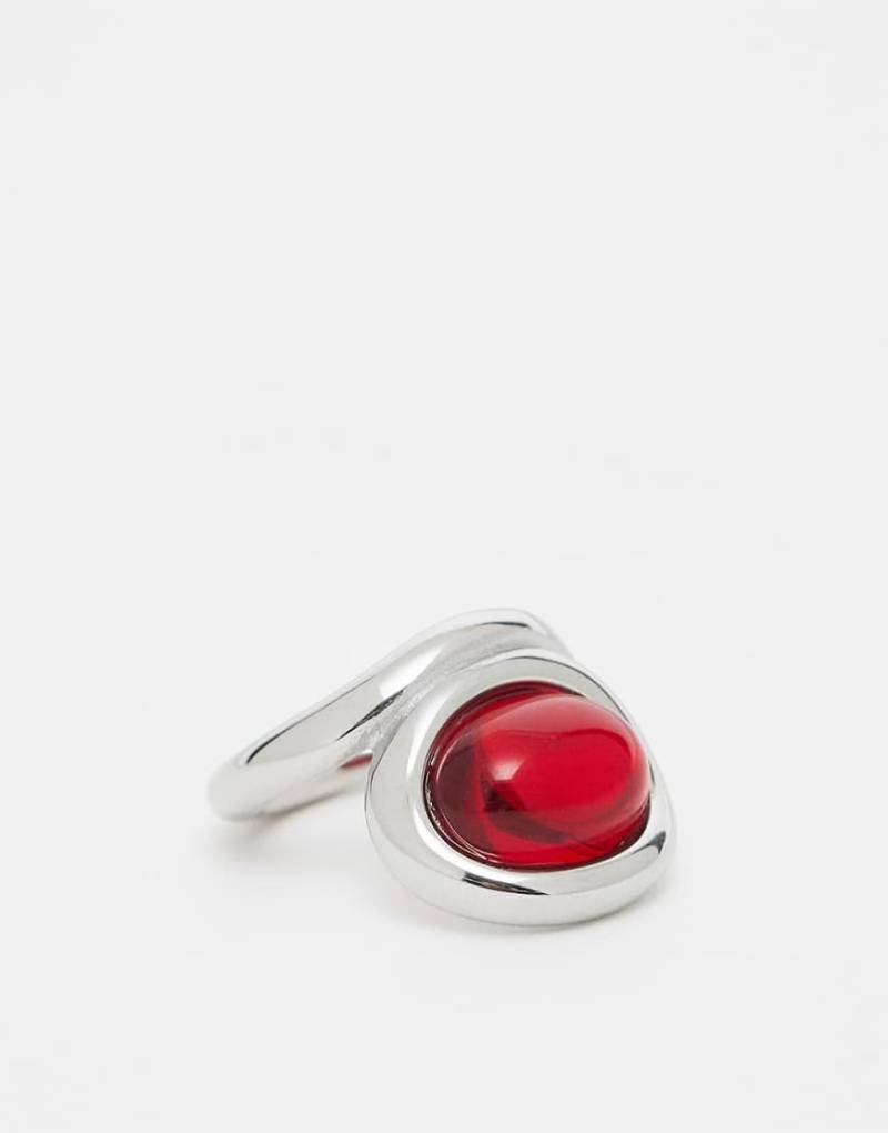 Kaiia - Exklusiver Cocktail-Ring aus Edelstahl mit abstraktem Design in Silberoptik und Rot-Bunt Kaiia - Exklusiver Cocktail-Ring aus Edelstahl mit abstraktem Design in Silberoptik und Rot-Bunt von Kaiia