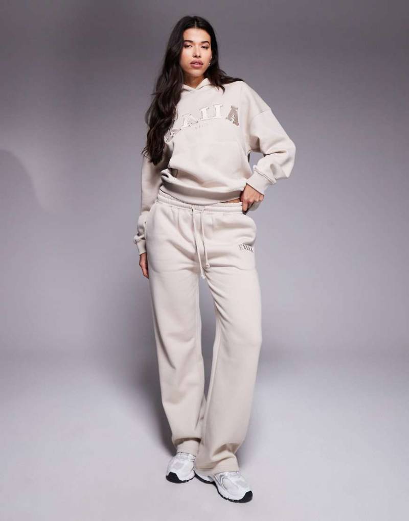 Kaiia - Jogginghose in Beige mit hohem Baumwollanteil und Logo-Stickerei, Kombiteil-Neutral von Kaiia