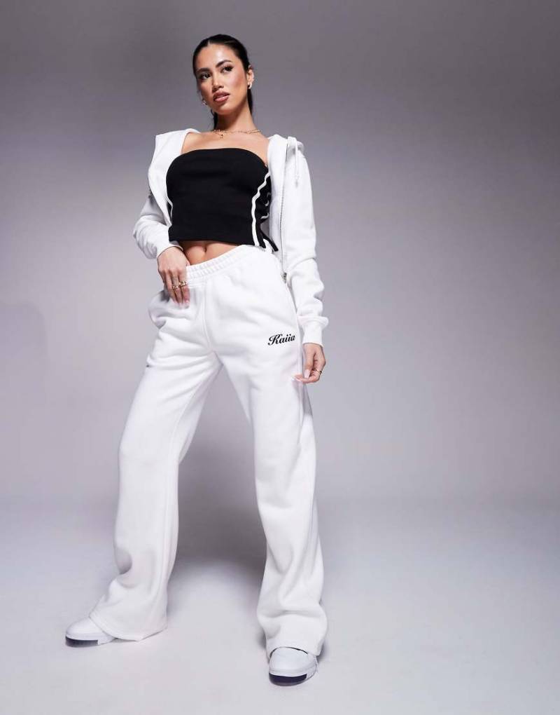 Kaiia - Jogginghose aus Baumwollmix in Cremeweiß mit Logo und weitem Schnitt, Kombiteil von Kaiia
