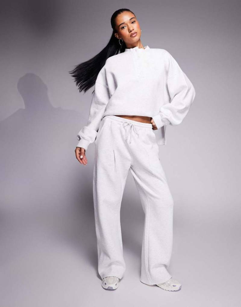 Kaiia - Jogginghose in meliertem Grau mit hohem Baumwollanteil, weitem Bein und aufgesticktem Logo, Kombiteil-Bunt von Kaiia