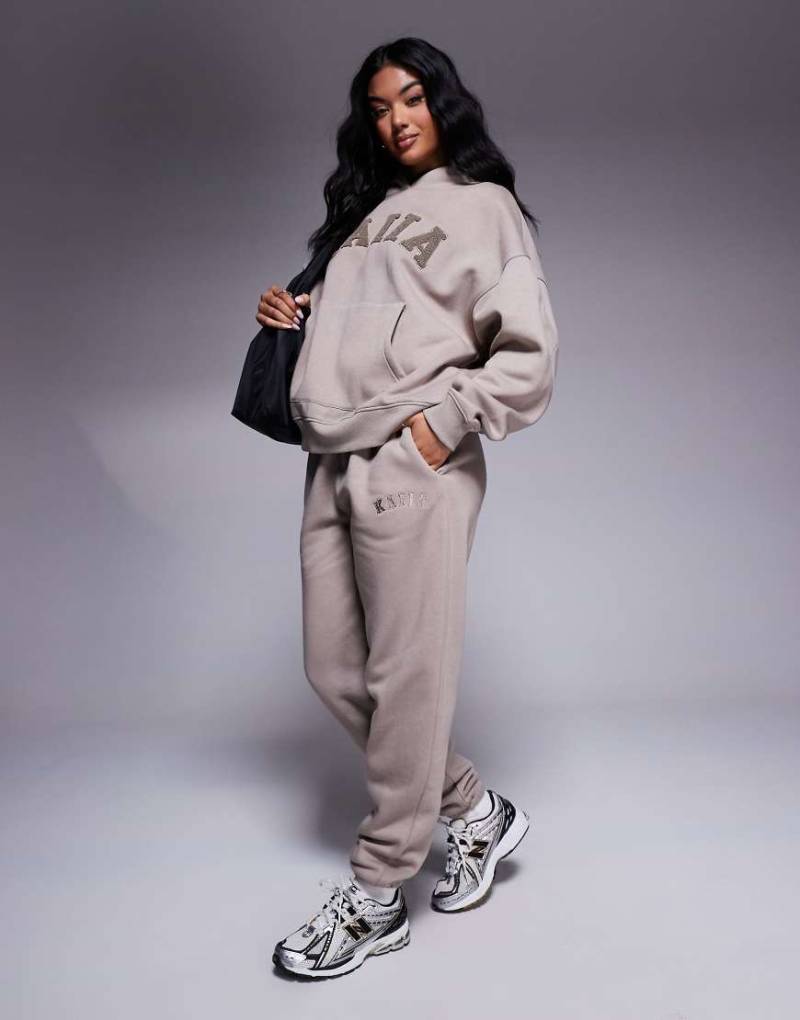 Kaiia - Jogginghose in Taupe mit Bündchen, Kombiteil-Braun von Kaiia