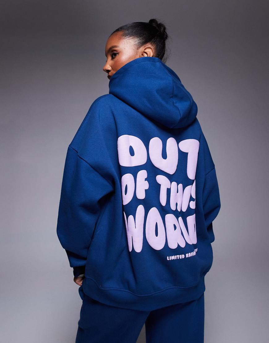 Kaiia - Kapuzenpullover in Kobaltblau mit hohem Baumwollanteil und Rückenprint, Kombiteil von Kaiia