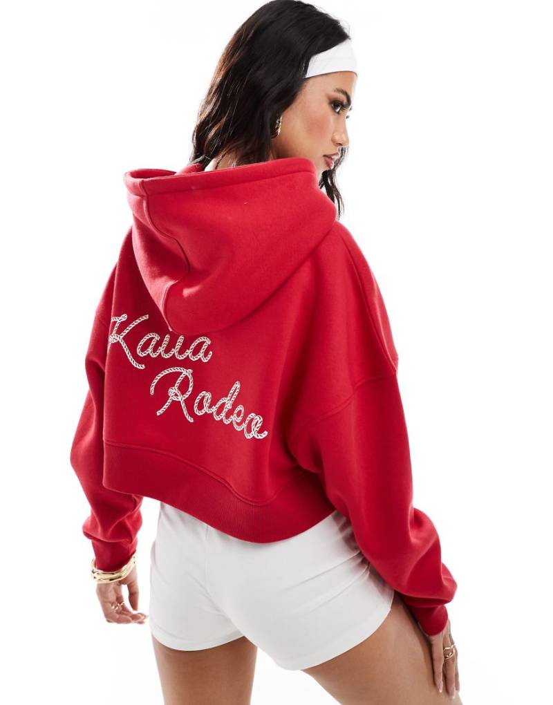 Kaiia - Kurzer Kapuzenpullover in Rot mit „Rodeo"-Logo von Kaiia