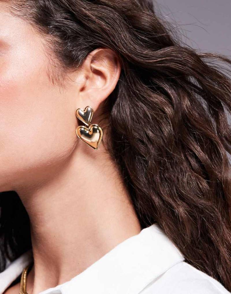 Kaiia - Exklusiv - Ohrringe in Gold mit Doppelherz-Design-Goldfarben von Kaiia