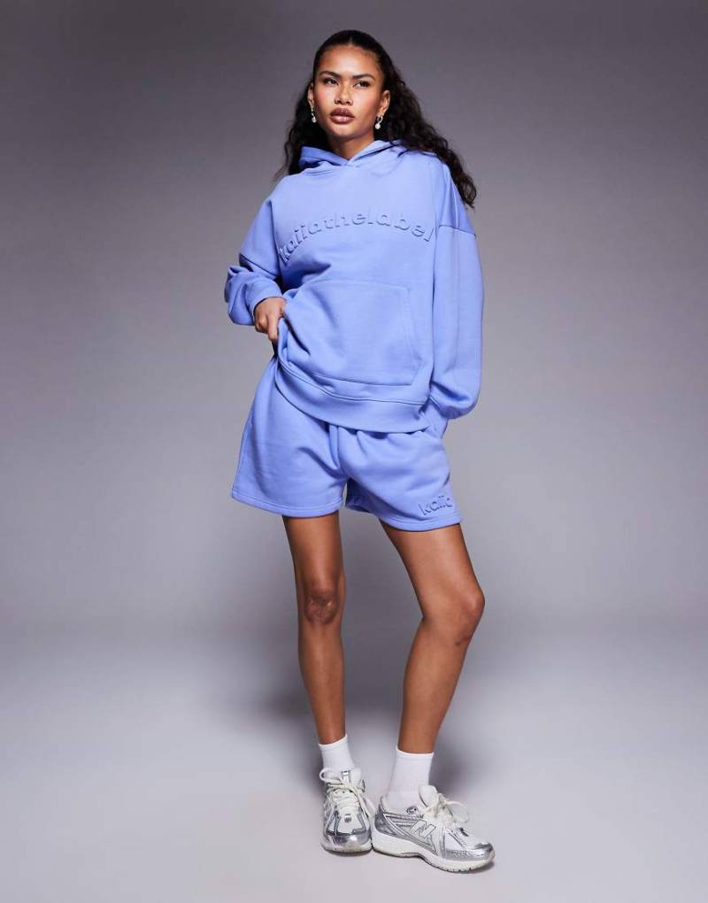 Kaiia - Oversize-Kapuzenpullover in Kornblumenblau mit Prägung, Kombiteil von Kaiia