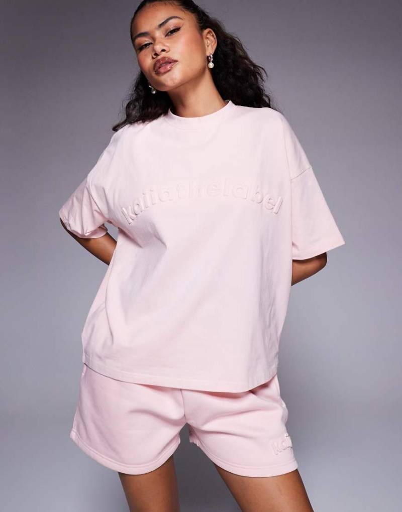 Kaiia - Oversize-T-Shirt in Zartrosa mit Prägung, Kombiteil von Kaiia