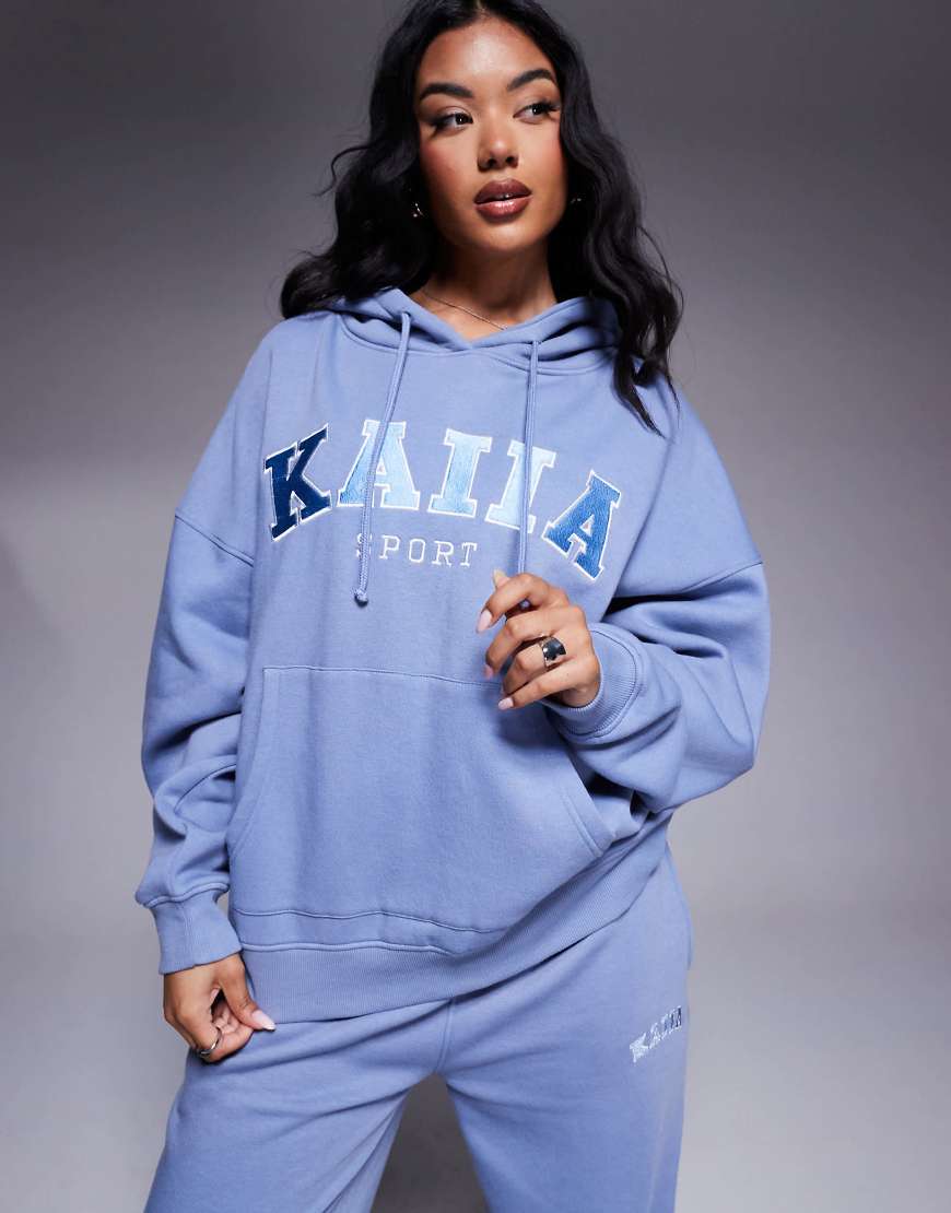 Kaiia - Sport - Kapuzenpullover aus Baumwollmix in Hellblau mit Logo-Stickerei, Kombiteil von Kaiia