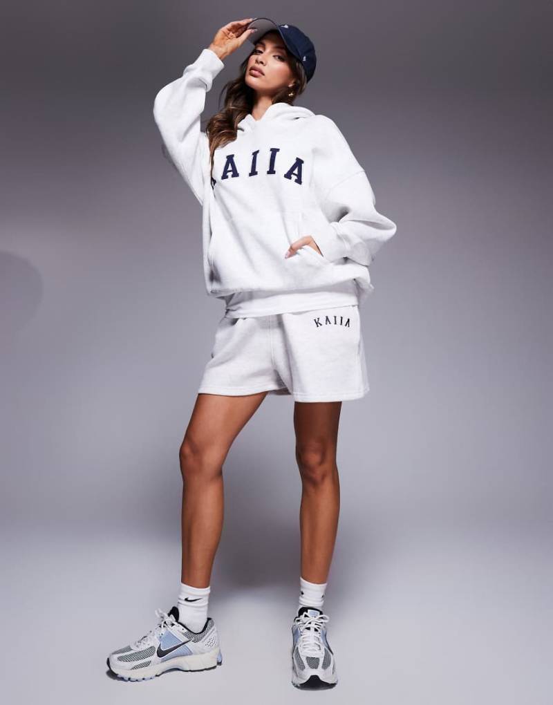 Kaiia - Sweatshorts aus Baumwollmix in meliertem Hellgrau mit -Logo-Stickerei, Kombiteil von Kaiia