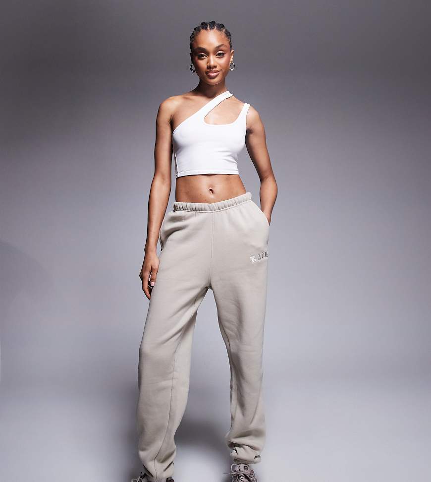 Kaiia Tall - Jogginghose aus Baumwollmix in Steinbeige mit Bündchen-Neutral von Kaiia