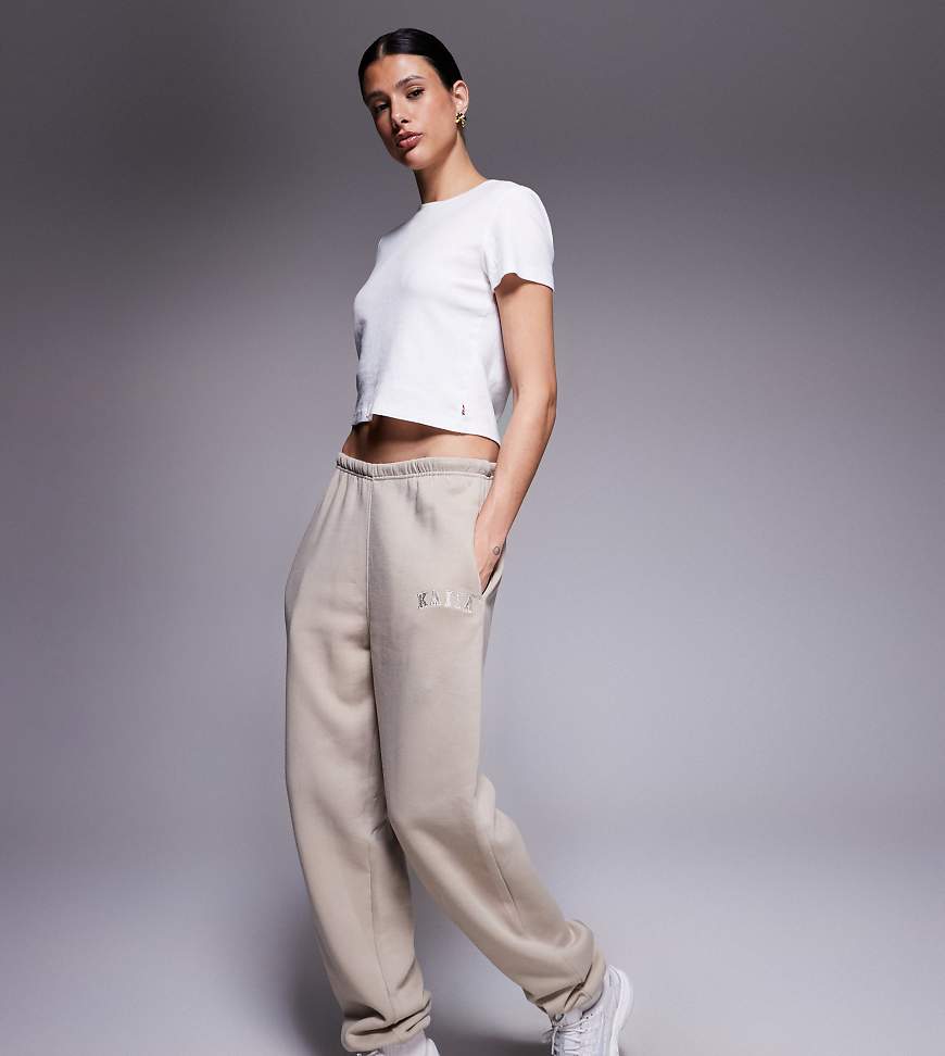 Kaiia Tall - Jogginghose aus Baumwollmix in Steinbeige mit Bündchen-Neutral von Kaiia