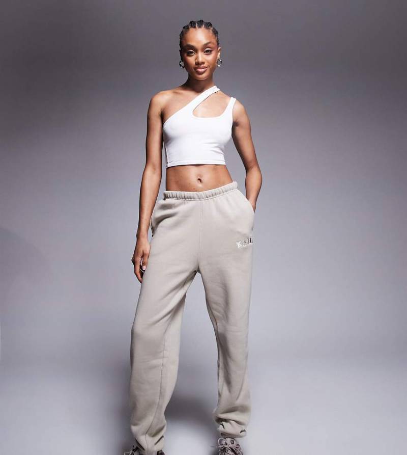 Kaiia Tall - Jogginghose aus Baumwollmix in Steinbeige mit Bündchen-Neutral von Kaiia