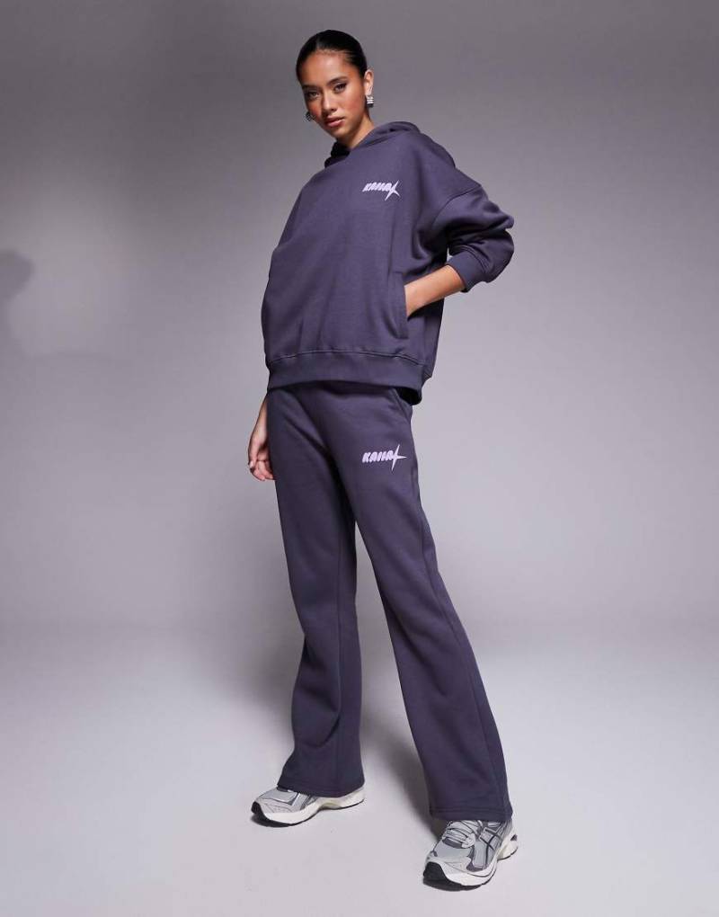 Kaiia - Jogginghose aus Baumwollmix in Anthrazit mit Logo und weitem Bein, Kombiteil-Grau von Kaiia