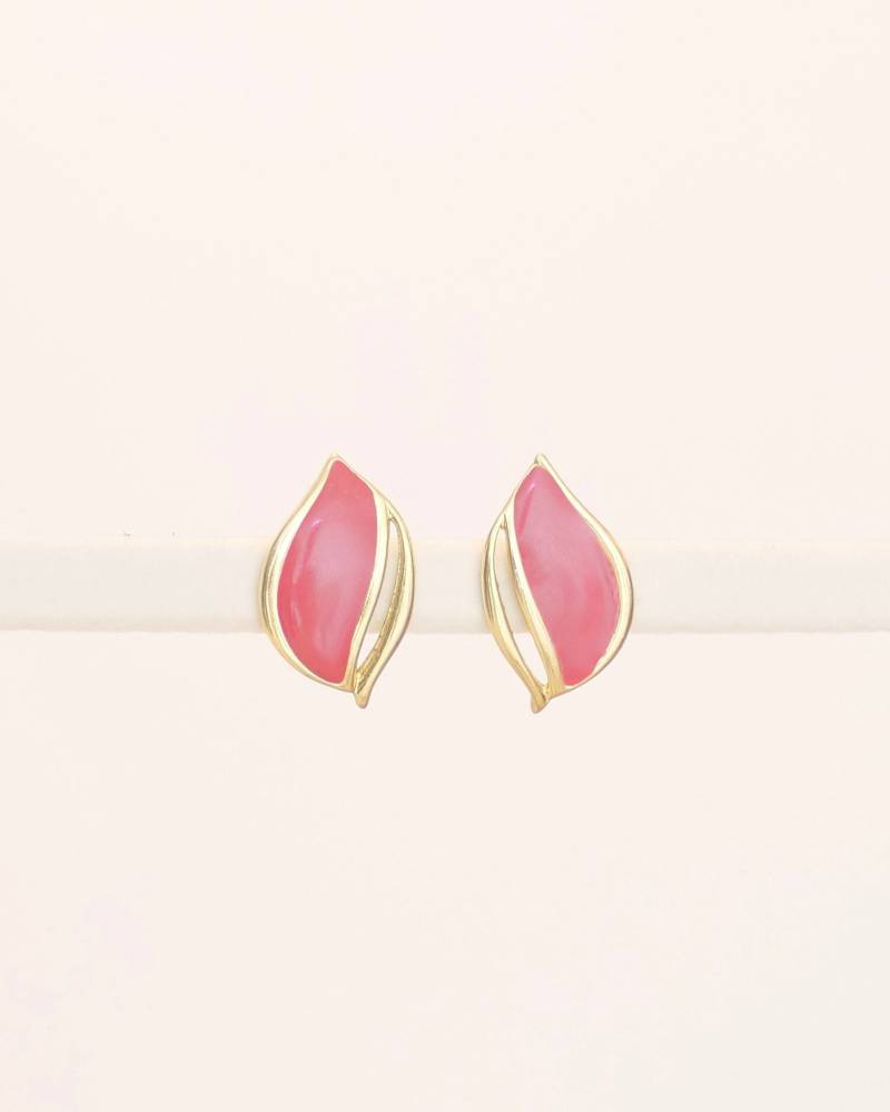 Vintage Abstrakte Elegante Statement Ohrstecker in Rot & Goldton von KailansJewellery