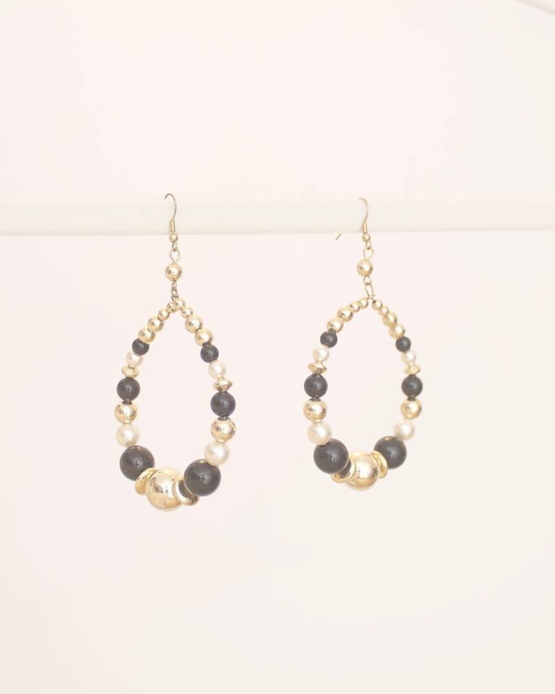 statement Übergroße Perlen Ohrringe in Schwarz Weiß & Gold Ton von KailansJewellery