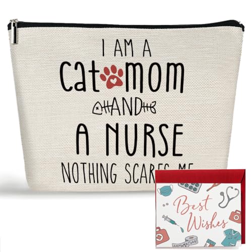 Kaimaloke Make-up-Tasche für Katzen, Mütter, Krankenschwestern, lustiges Geschenk für Frauen, Krankenschwestern, Praktiker, RN LPN, Katzenliebhaber, Geschenk für Krankenschwestern, Schulabschluss, von Kaimaloke