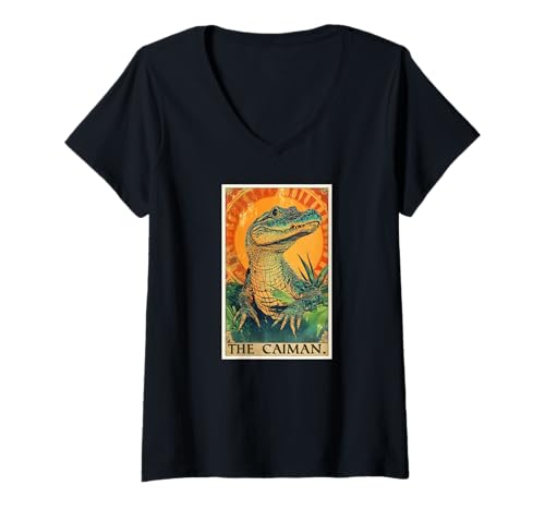 Damen Kaiman Tarot Karte Kaimane Kaiman T-Shirt mit V-Ausschnitt Damen Kaiman Tarot Karte Kaimane Kaiman T-Shirt mit V-Ausschnitt von Kaimane Kaiman Tier Shop