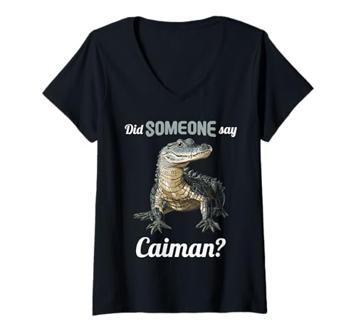 Damen Kaimane Kaiman T-Shirt mit V-Ausschnitt Damen Kaimane Kaiman T-Shirt mit V-Ausschnitt von Kaimane Kaiman Tier Shop