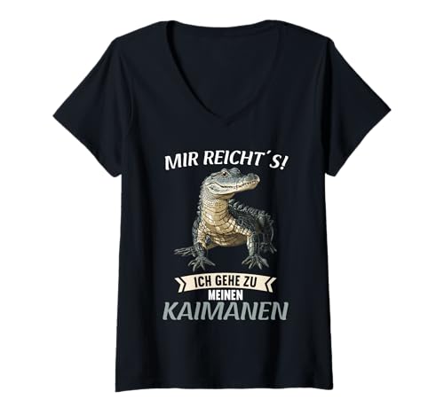 Damen Kaimane Kaiman T-Shirt mit V-Ausschnitt Damen Kaimane Kaiman T-Shirt mit V-Ausschnitt von Kaimane Kaiman Tier Shop