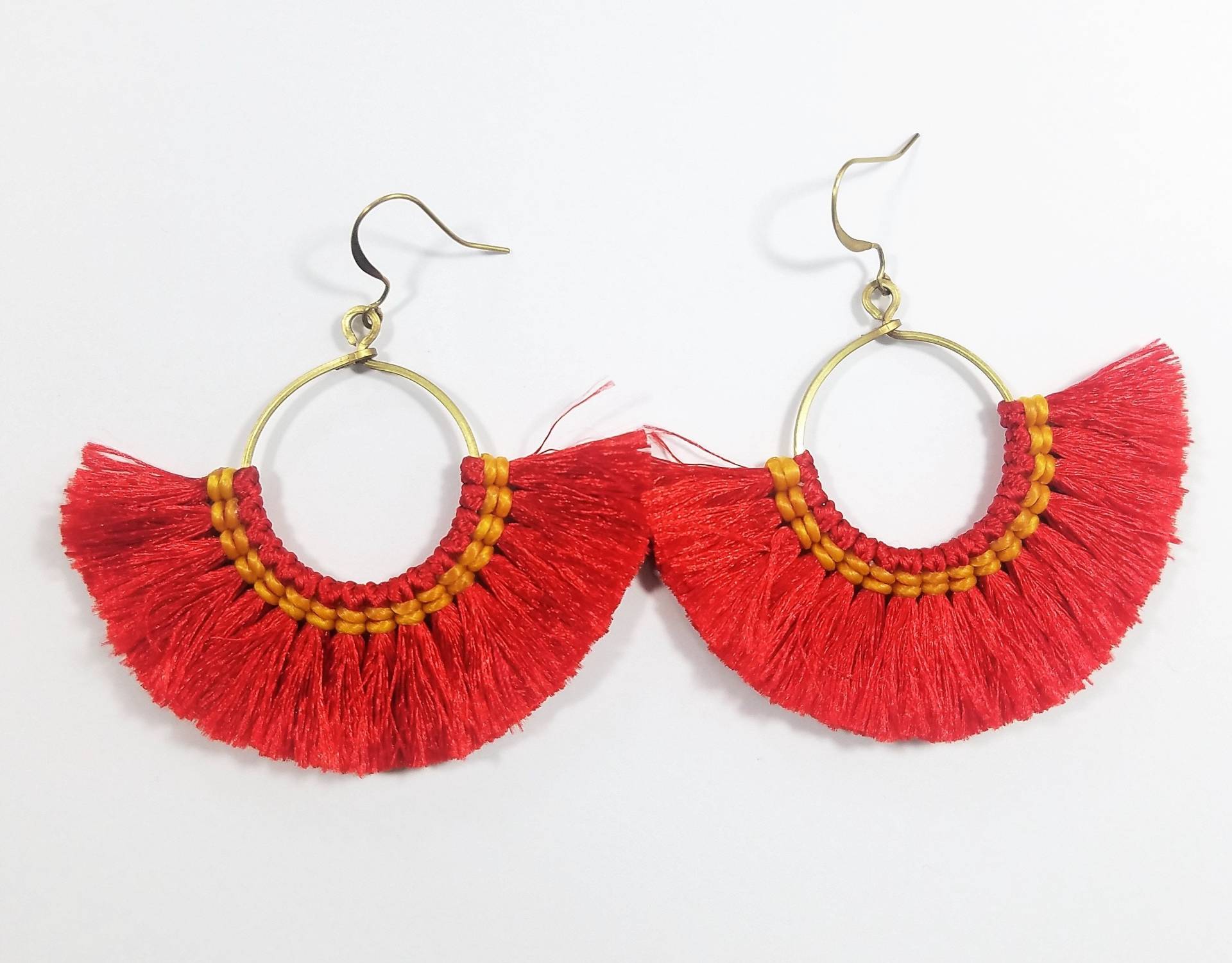 Rot & Orange Quasten Fächer Ohrringe | Handgemachte Boho Einzigartige Damen Mode Fair Trade Geschenk Für Sie Rot & Orange Quasten Fächer Ohrringe | Handgemachte Boho Einzigartige Damen Mode Fair Trade Geschenk Für Sie von KainCompany