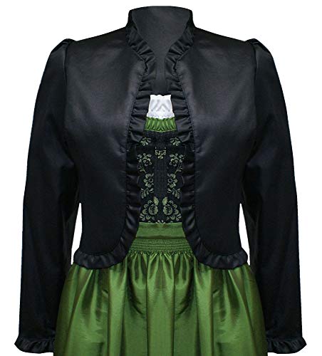 Kaiser Franz Josef Dirndljacke Dirndl-Jacke Satin Spenzer schwarz kurzer Bolero Damenjacke Satinjacke Trachtenjacke Blazer Ball Fest Abendmode festlich Satinspenzer Satinbolero für Damen, Größe:44 von Kaiser Franz Josef