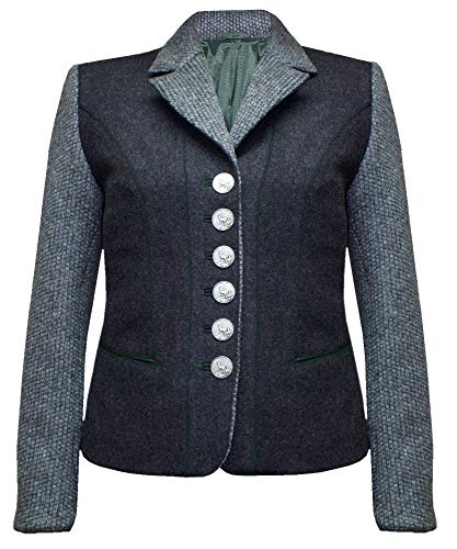 Kaiser Franz Josef Dirndljacke Lodenjacke Dirndl-Jacke Trachtenjacke Loden Strick Blazer Janker für Damen Damenjacke Walkjanker Strickjacke Trachten-Janker grau anthrazit Made in Austria, Größe:48 von Kaiser Franz Josef