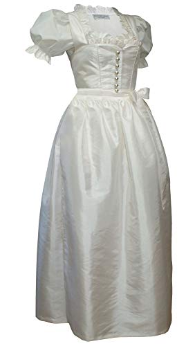 Kaiser Franz Josef Hochzeitskleid Dirndl Brautkleid mit Bluse Brautdirndl Braut-Dirndl Hochzeit Kleid Champagner Creme-Weiss mit Schürze edler TAFT Made in Austria, Größe:38 von Kaiser Franz Josef