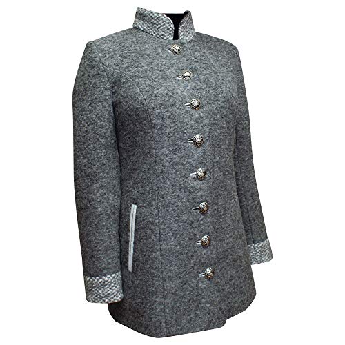 Lodenjacke Trachtenjacke Gehrock Loden Trachten-Jacke Blazer Janker Walkjanker Trachtenblazer Damenjacke Trachtengehrock lange Jacke grau Trachtenjanker Janker gewalkt Wolle Walk-Loden, Größe:38 von Kaiser Franz Josef