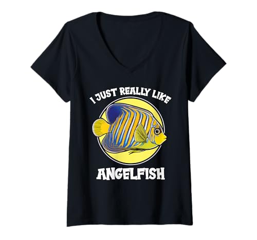 Damen Kaiserfische Kaiserfisch T-Shirt mit V-Ausschnitt Damen Kaiserfische Kaiserfisch T-Shirt mit V-Ausschnitt von Kaiserfische Kaiserfisch Tier Shop