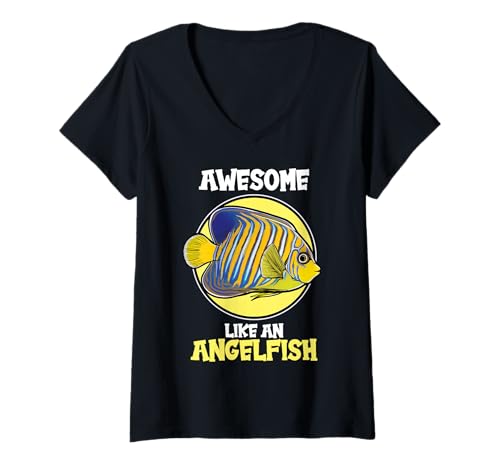Damen Kaiserfische Kaiserfisch T-Shirt mit V-Ausschnitt Damen Kaiserfische Kaiserfisch T-Shirt mit V-Ausschnitt von Kaiserfische Kaiserfisch Tier Shop