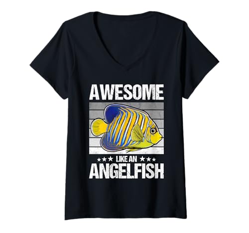 Damen Kaiserfische Kaiserfisch T-Shirt mit V-Ausschnitt Damen Kaiserfische Kaiserfisch T-Shirt mit V-Ausschnitt von Kaiserfische Kaiserfisch Tier Shop