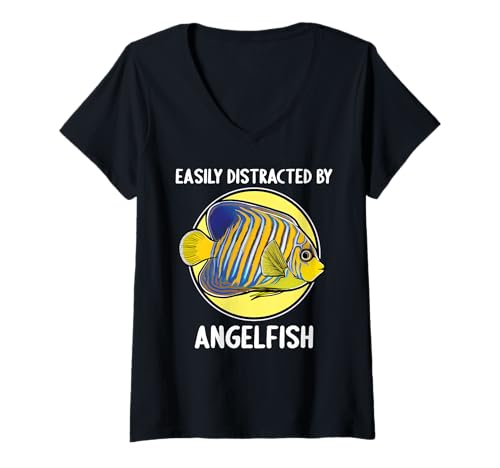 Damen Kaiserfische Kaiserfisch T-Shirt mit V-Ausschnitt Damen Kaiserfische Kaiserfisch T-Shirt mit V-Ausschnitt von Kaiserfische Kaiserfisch Tier Shop