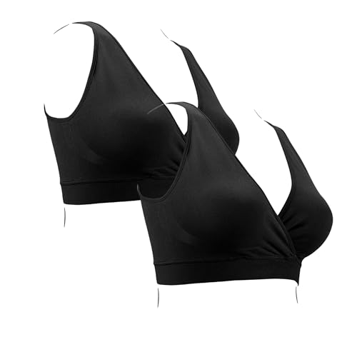 Kaiserschlüpfer 2er Pack Still BH Busenschmeichler - Schwangerschafts Bustier - Ohne Bügel, auch als Schlaf-BH geeignet (Schwarz, XL) von Kaiserschlüpfer