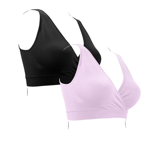 Kaiserschlüpfer 2er Pack Still BH Busenschmeichler - Schwangerschafts Bustier - Ohne Bügel, auch als Schlaf-BH geeignet (SchwarzLaven, XL) von Kaiserschlüpfer