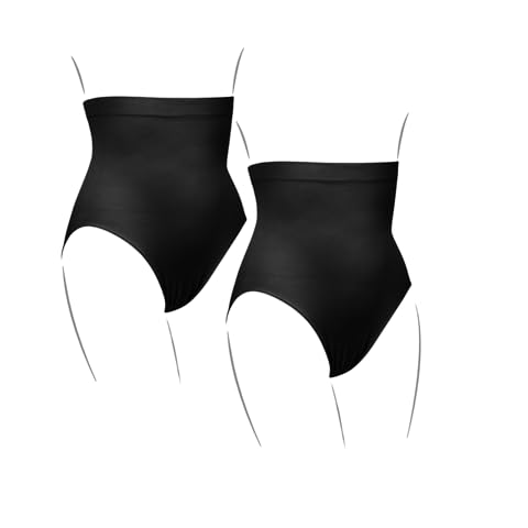 Kaiserschlüpfer Bauchschmeichler - 2er Pack Damen Shapewear Unterhose - bauchweg Miederslips mit hoher Taille und Stützbund (XL, Regular, Schwarz & Schwarz) von Kaiserschlüpfer