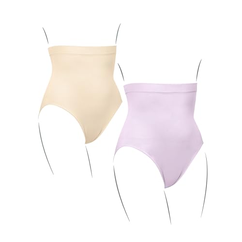 Kaiserschlüpfer Bauchschmeichler - 2er Pack Damen Shapewear Unterhose - bauchweg Miederslips mit hoher Taille und Stützbund (Vanille & Lavendel, S) von Kaiserschlüpfer
