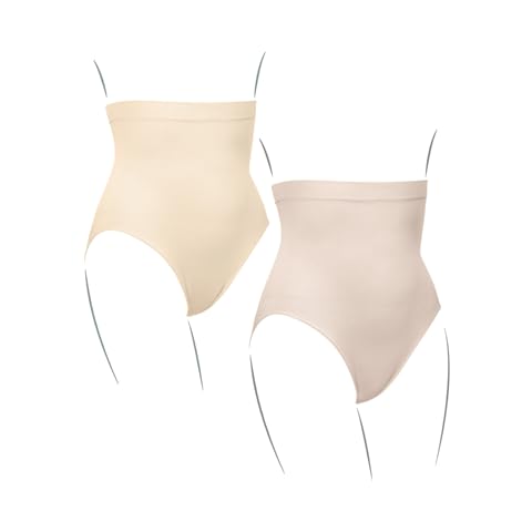Kaiserschlüpfer Bauchschmeichler - 2er Pack Damen Shapewear Unterhose - bauchweg Miederslips mit hoher Taille und Stützbund (Vanille & Puder, M) von Kaiserschlüpfer