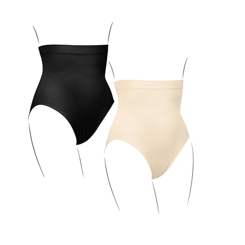 Kaiserschlüpfer Bauchschmeichler - 2er Pack Damen Shapewear Unterhose - bauchweg Miederslips mit hoher Taille und Stützbund (XL, Regular, Schwarz & Vanille) von Kaiserschlüpfer
