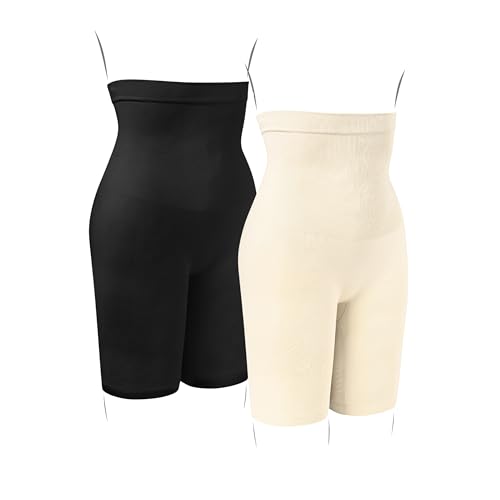 Kaiserschlüpfer Midi - 2er Pack Bauchweg Unterhose für Damen - Shapewear Miederhose mit hoher Taille (Schwarz Vanille, S) von Kaiserschlüpfer