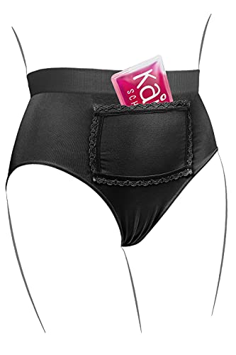 Kaiserschlüpfer Warme Tage Hipster - Unterhose für Damen mit Zwei Wärmepads - Wärme bei Regelbeschwerden, Blasenentzündung oder Endometriose - Schwarz | Größe M (40/42) von Kaiserschlüpfer