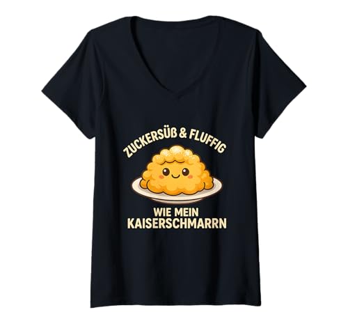 Damen Zuckersüß & Fluffig – Kaiserschmarrn Spruch für Naschkatzen T-Shirt mit V-Ausschnitt Damen Zuckersüß & Fluffig – Kaiserschmarrn Spruch für Naschkatzen T-Shirt mit V-Ausschnitt von Kaiserschmarrn Sprüche mit Fluff und Schmarrn