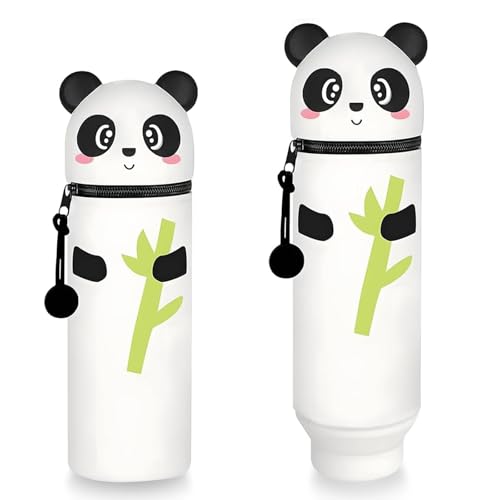 Kaishuai Federtasche,Silikontasche,Federmäppchen,Panda Stifthalter,Durchmesser 6,5 cm, Höhe 22 cm,Stand Up Federmäppchen für buntstifte Füllfederhalter Radiergummi Mäppchen von Kaishuai