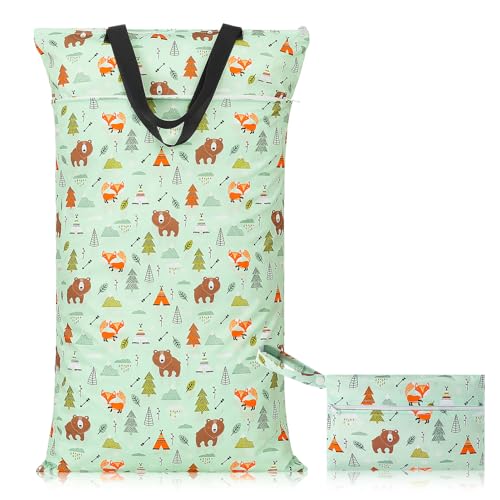 Kaisibum 2er Wetbag Nassbeutel Kindergarten Wasserdichter Nasstasche Windeltaschen Nasse und Trocken Wickeltasche,Waschbar Nassbeutel Organiser für Kleinkind Windeln Reisen Gym Strand von Kaisibum