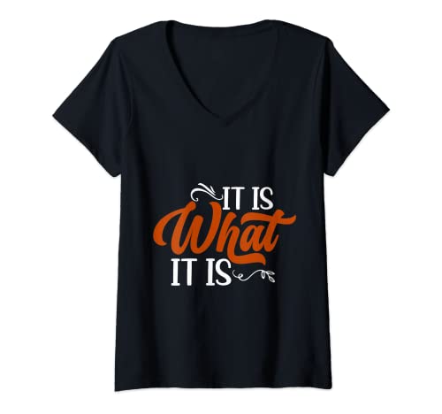 Damen Wortwitz, It is what it is, es ist wie es ist, Denglisch T-Shirt mit V-Ausschnitt Damen Wortwitz, It is what it is, es ist wie es ist, Denglisch T-Shirt mit V-Ausschnitt von Denglisch Spruch, deutsch-englisch, Denglish