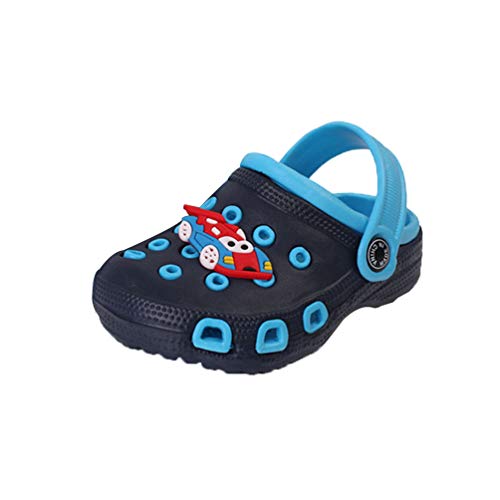 Kaiyei Kinder Clogs Jungen Mädchen Hausschuhe Sandalen rutschfest Atmungsaktiv Leicht Eva Gartenschuhe Kleinkinder Surfen Sommer Schuhe Blau/Auto 24 EU von Kaiyei