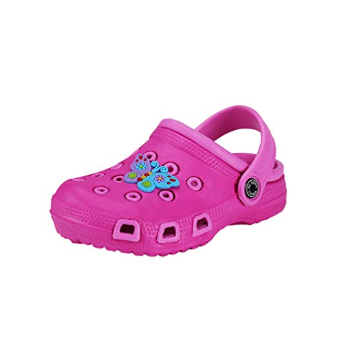 Kaiyei Kinder Clogs Jungen Mädchen Hausschuhe Sandalen rutschfest Atmungsaktiv Leicht Eva Gartenschuhe Kleinkinder Surfen Sommer Schuhe Pink/Schmetterling 25 EU von Kaiyei