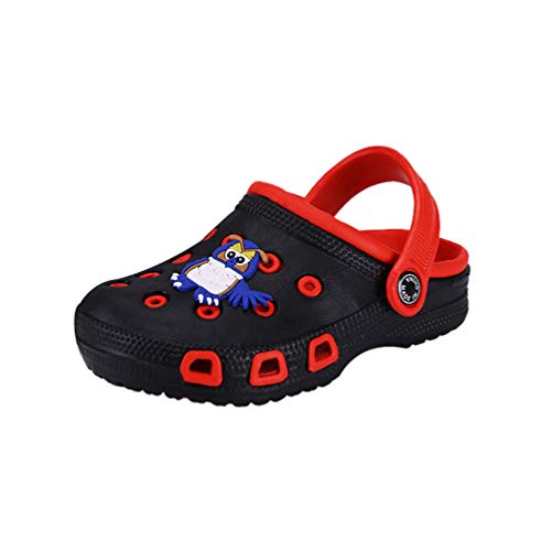 Kaiyei Kinder Clogs Jungen Mädchen Hausschuhe Sandalen rutschfest Atmungsaktiv Leicht Eva Gartenschuhe Kleinkinder Surfen Sommer Schuhe Schwarz/Eule 23 EU von Kaiyei