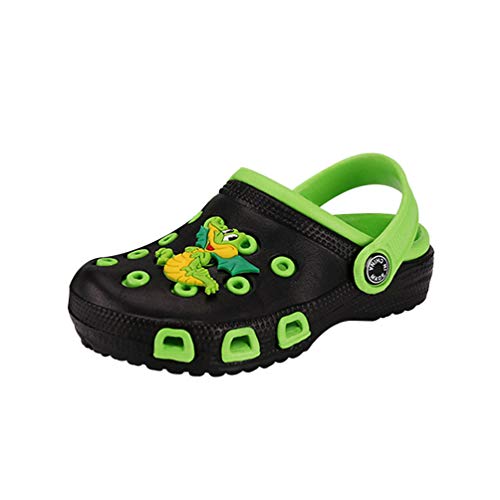 Kaiyei Kinder Clogs Jungen Mädchen Hausschuhe Sandalen rutschfest Atmungsaktiv Leicht Eva Gartenschuhe Kleinkinder Surfen Sommer Schuhe Schwarz/Grüner Drache 23 EU von Kaiyei