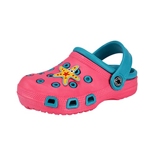 Kaiyei Kinder Clogs Jungen Mädchen Hausschuhe Sandalen rutschfest Atmungsaktiv Leicht Eva Gartenschuhe Kleinkinder Surfen Sommer Schuhe Wassermelonenrot/Seestern 22 EU von Kaiyei