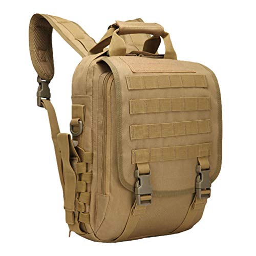 Kaiyei Militär Rucksack Camouflage 14 Zoll Laptop Schultasche Wasserdicht Dauerhaft Mehrfachtasche Molle Mit Velcro Herren Damen Taktische Umhängetasche Klein Tasche Khaki von Kaiyei